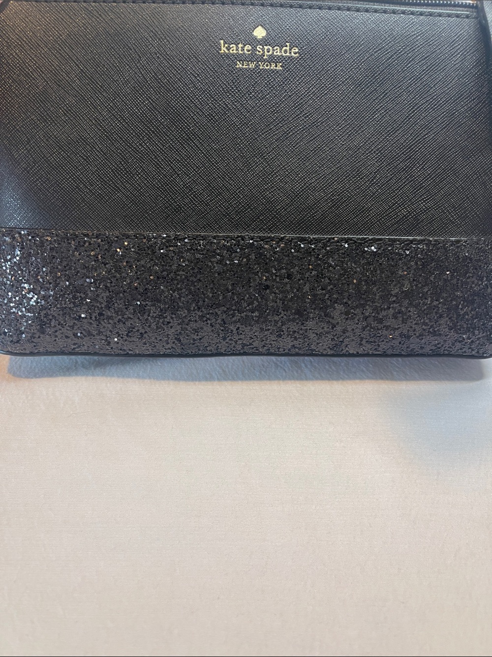 Kate Spade New York Black Glitter Crossbody Bag Saffiano Leather Party Purse - Picture 9 of 10